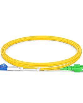 1.5M LC UPC to SC APC Duplex OS2 Single Mode PVC (OFNR) 2.0mm Tight-Buffered Fiber Optic Patch Cable
